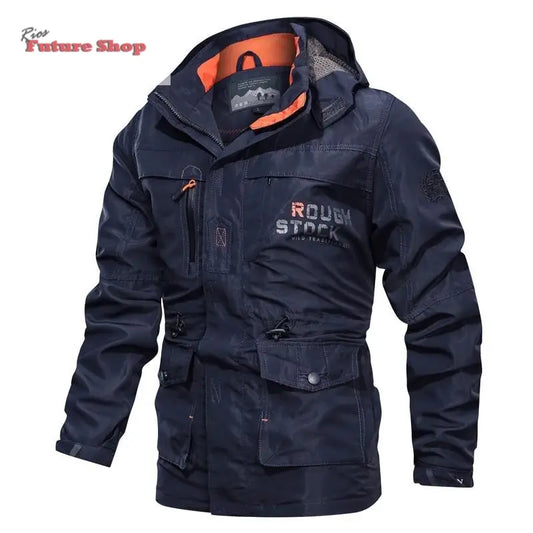 Casaco cross - border masculino de comprimento médio casual ao ar livre com capuz plus size casaco masculino primavera e outono - Rios Future Shop