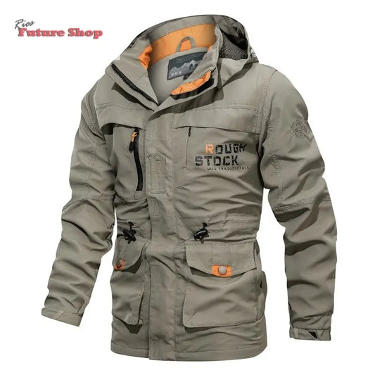 Casaco cross - border masculino de comprimento médio casual ao ar livre com capuz plus size casaco masculino primavera e outono - Rios Future Shop