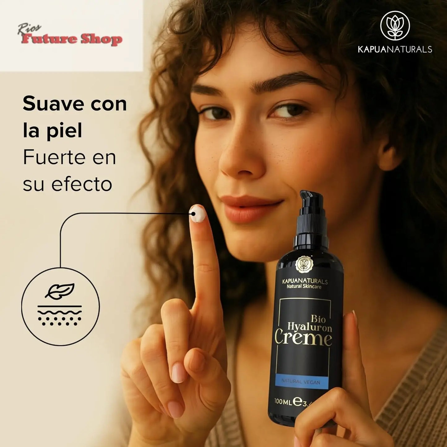 Crema Facial de Acido Hialuronico • 100ml • Crema Hidratante Facial • ORGÁNICA & VEGANO • Cosmética natural y sostenible • con Aloe Vera •Crema hidratante antiedad para hombres y mujeres - Rios Future Shop