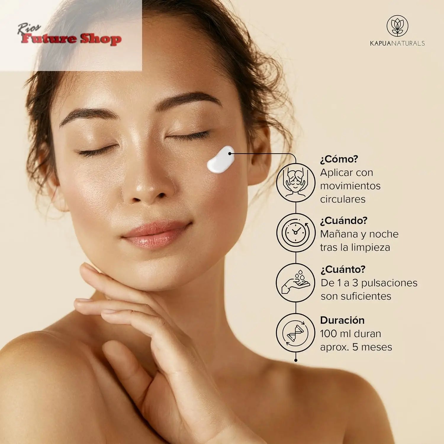 Crema Facial de Acido Hialuronico • 100ml • Crema Hidratante Facial • ORGÁNICA & VEGANO • Cosmética natural y sostenible • con Aloe Vera •Crema hidratante antiedad para hombres y mujeres - Rios Future Shop