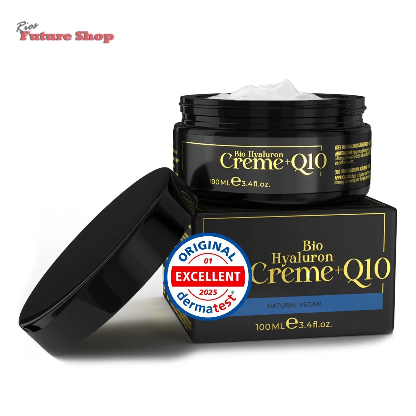 Crema Facial de Acido Hialuronico • 100ml • Crema Hidratante Facial • ORGÁNICA & VEGANO • Cosmética natural y sostenible • con Aloe Vera •Crema hidratante antiedad para hombres y mujeres - Rios Future Shop