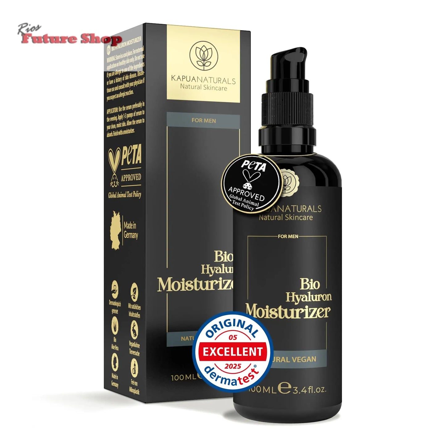 Crema Facial de Acido Hialuronico • 100ml • Crema Hidratante Facial • ORGÁNICA & VEGANO • Cosmética natural y sostenible • con Aloe Vera •Crema hidratante antiedad para hombres y mujeres - Rios Future Shop
