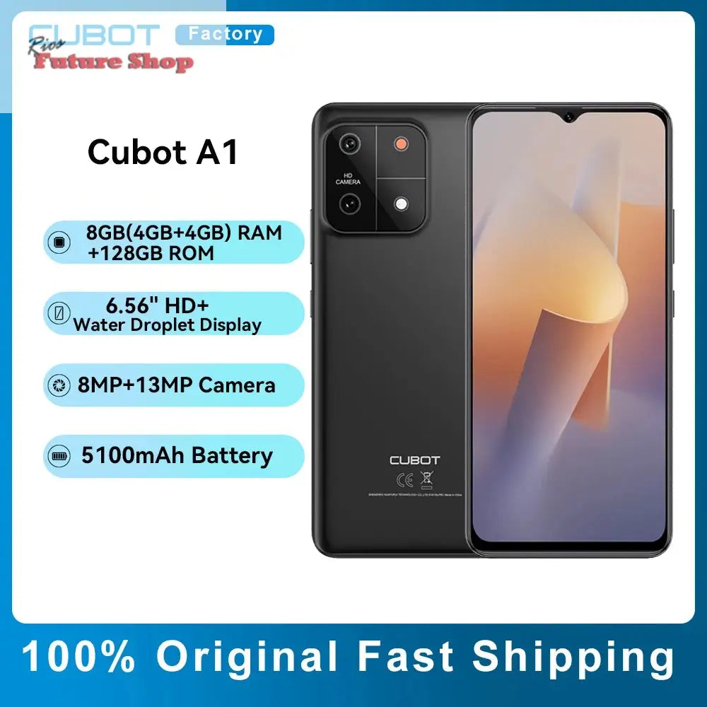 Cubot-A1-Smartphone-6.56_-HD_Screen-8GB_4GB_4GB_RAM-128GB-ROM-Octa-core-Android-13-5100mAh-Battery-Face-ID-13MP-Camera-Cellphone-CJdropshippingUSA-100010155 - Rios Future Shop