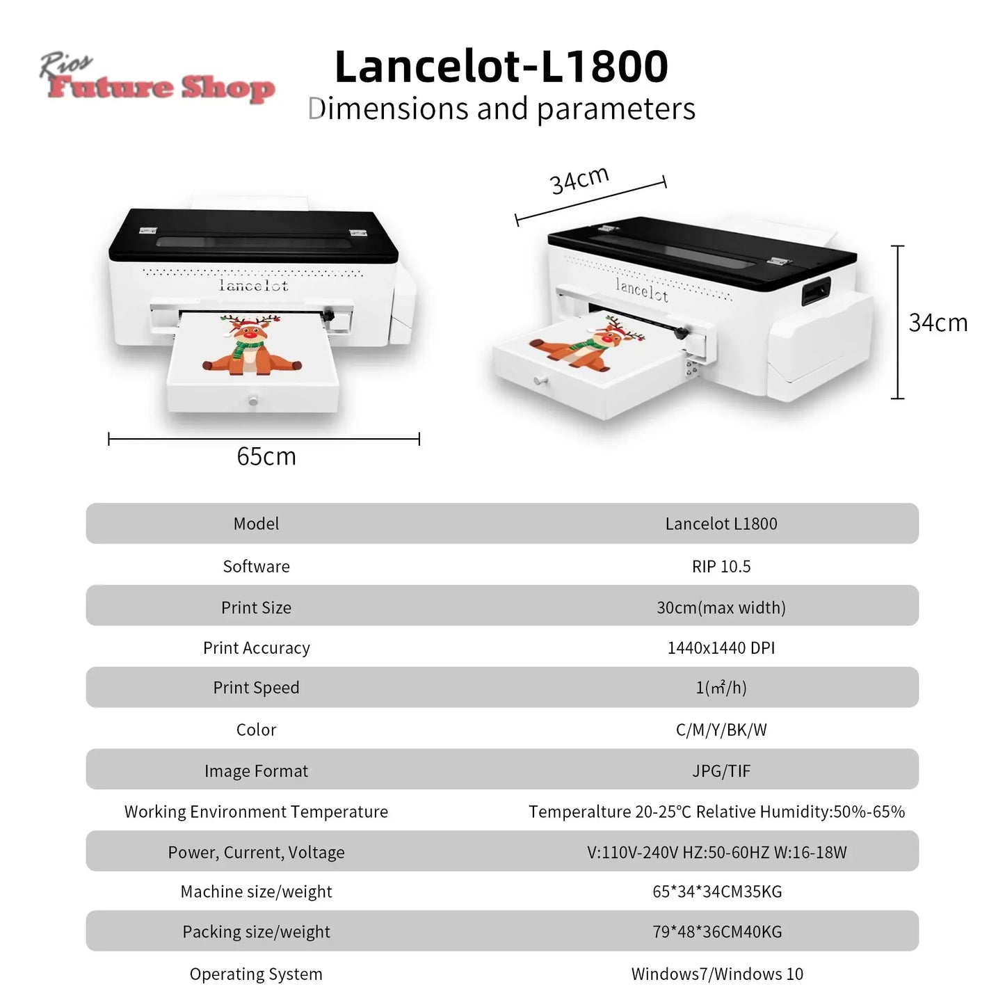 DTF Printer with L1800 Printer Head White Ink Circulation and Easy Operation Bundle Clothing Printer+Oven+Laptop+consumable - Rios Future Shop