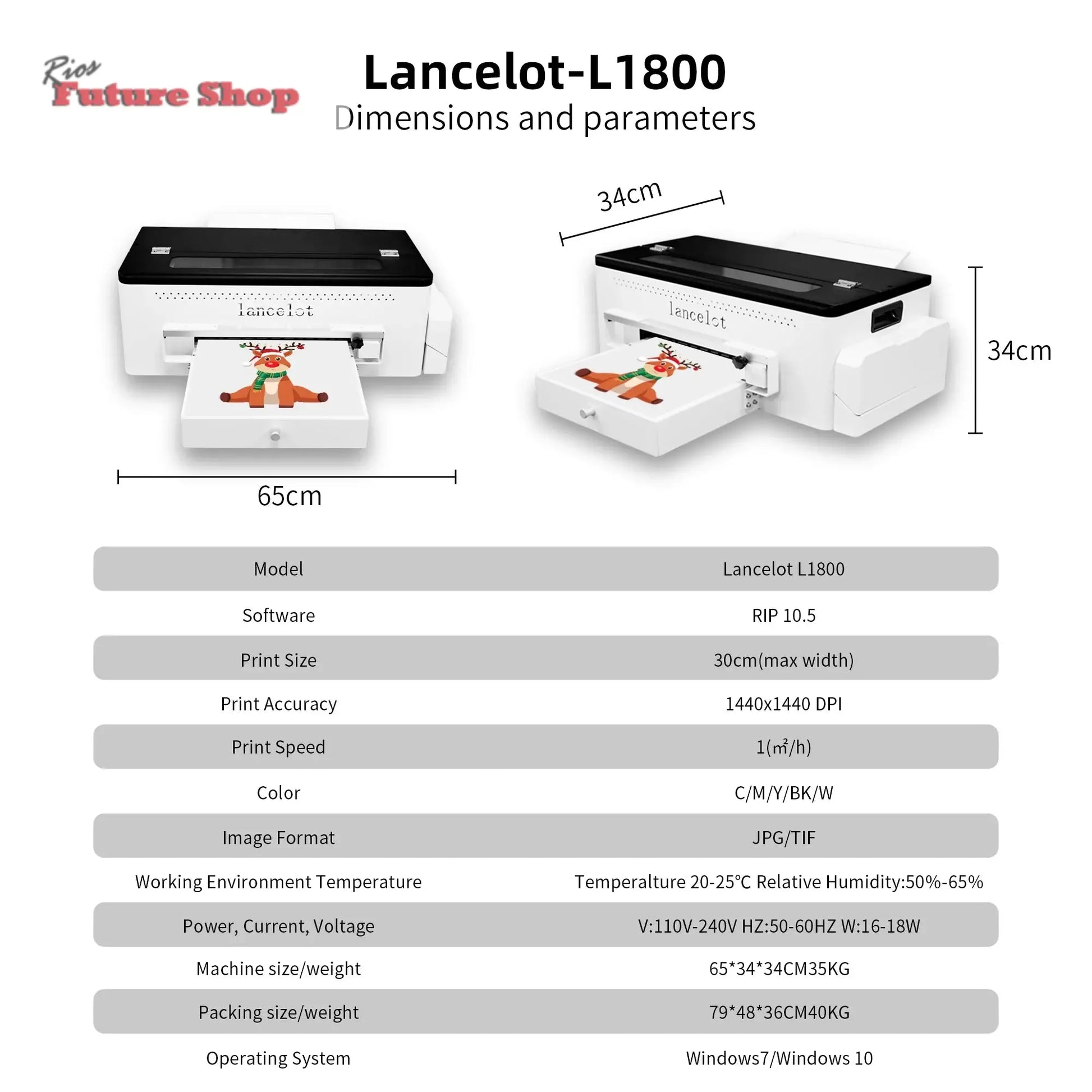 DTF Printer with L1800 Printer Head White Ink Circulation and Easy Operation Bundle Clothing Printer+Oven+Laptop+consumable - Rios Future Shop