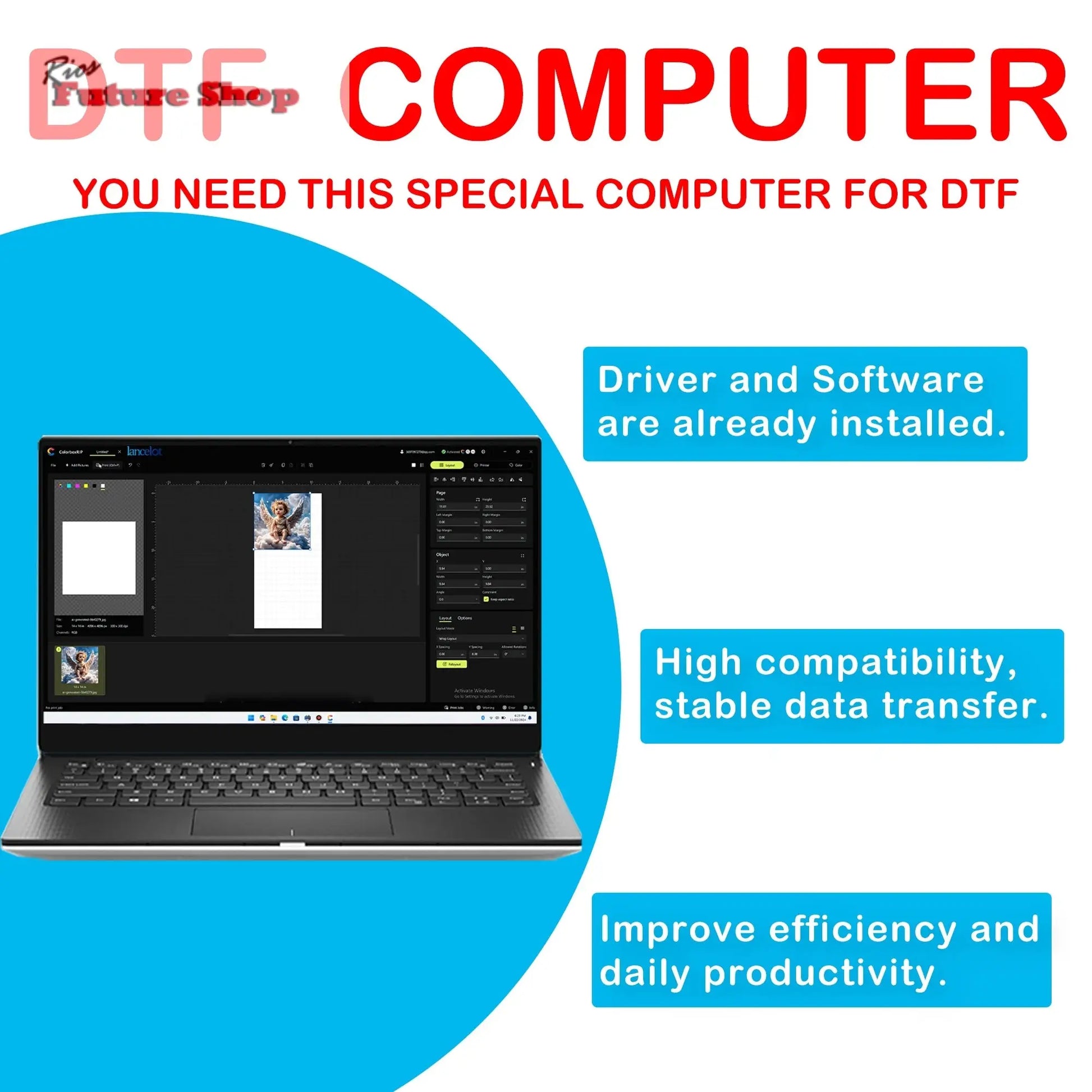 DTF Printer with L1800 Printer Head White Ink Circulation and Easy Operation Bundle Clothing Printer+Oven+Laptop+consumable - Rios Future Shop