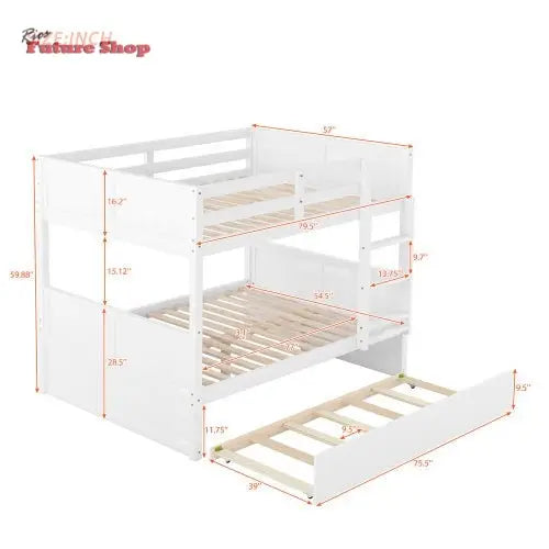 Full Over Full Bunk Bed With Twin Size Trundle - Rios Future Shop