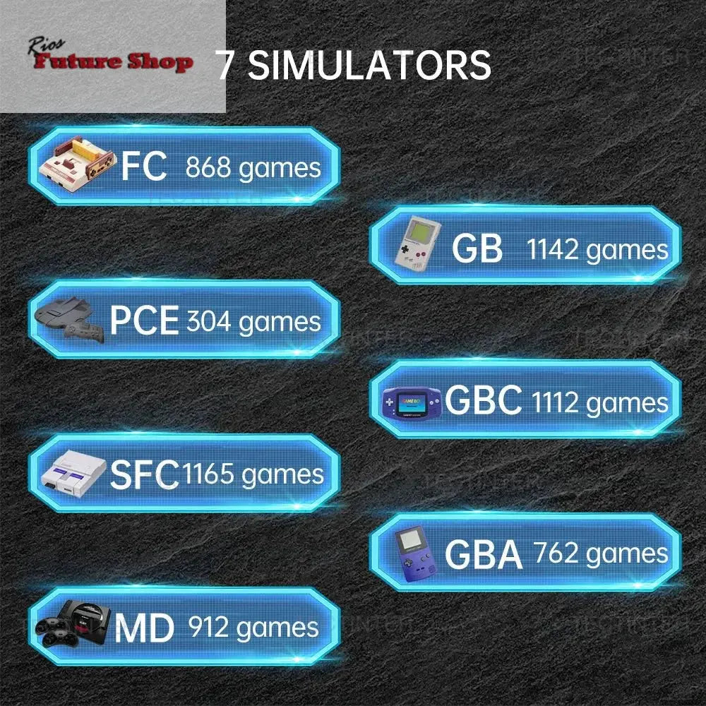 Portable GB300 Retro Video Game Console with 7 Simulators and Over 6000 Games