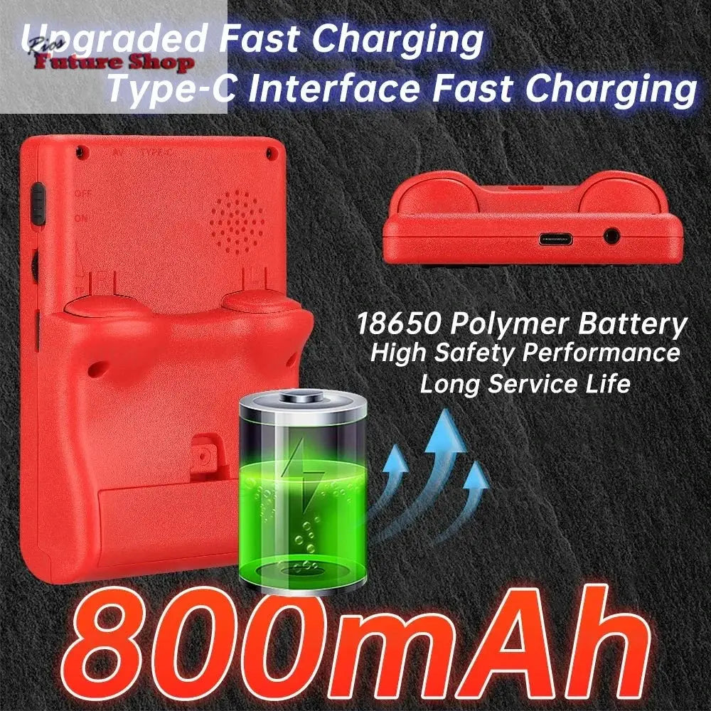 Portable GB300 retro video game console with 800mAh battery and Type-C charging, featuring 6000+ games.