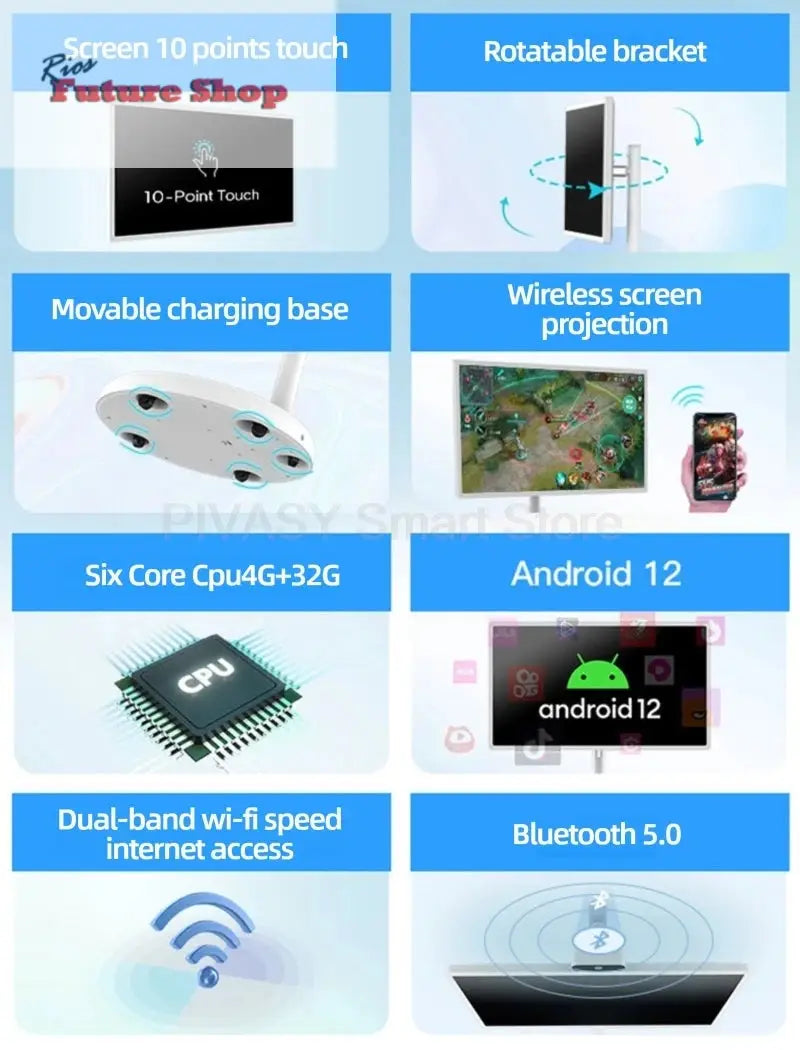 HOT Touch Screen Surround Sound for Indoor Live Party 24 32 Inch Smart Display 4+64G Portable Smart TV High Saturation Monitor - Rios Future Shop