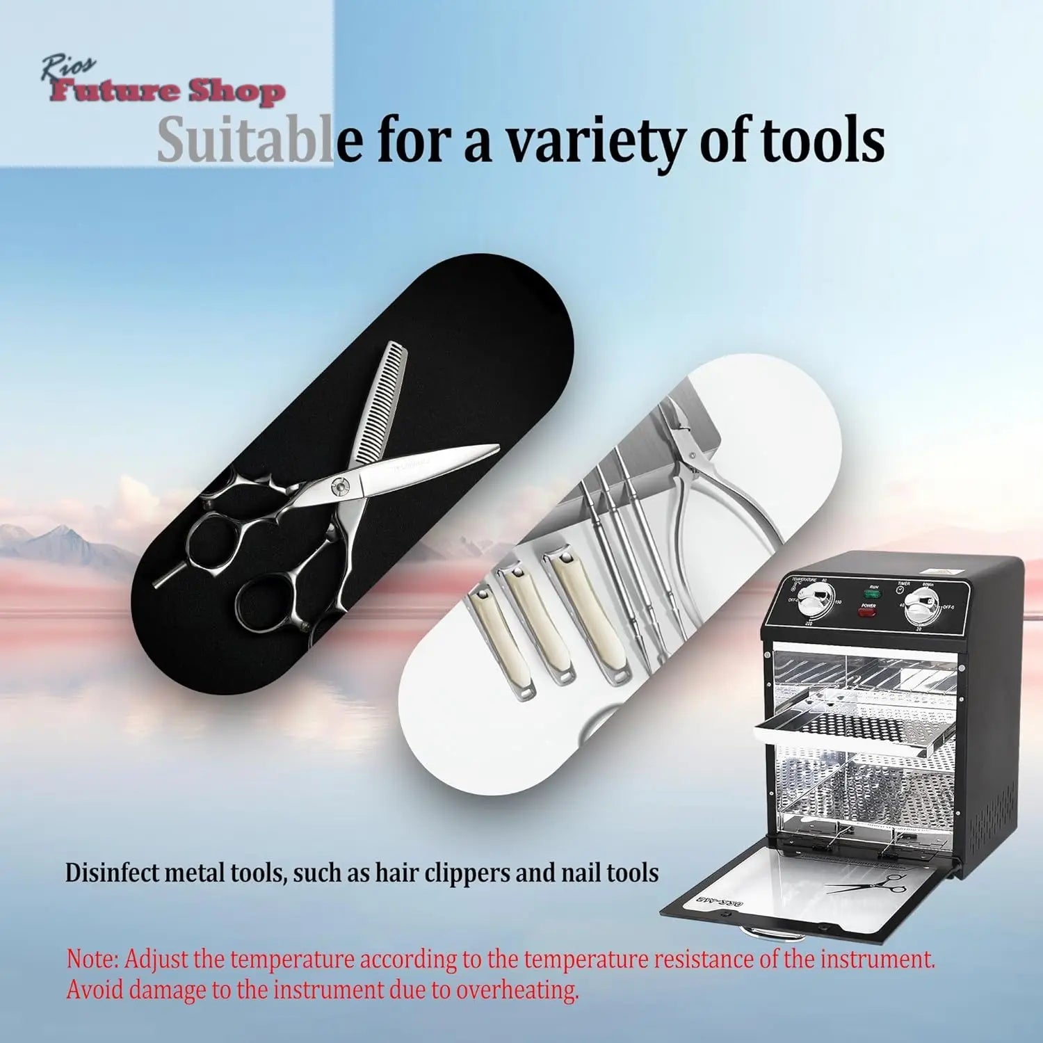 Henlivy Esterilizador de alta temperatura, máximo 220 °C, con control de temperatura y temporizador, para peluquería, spa, salón de uñas, esterilizador de herramientas - Rios Future Shop