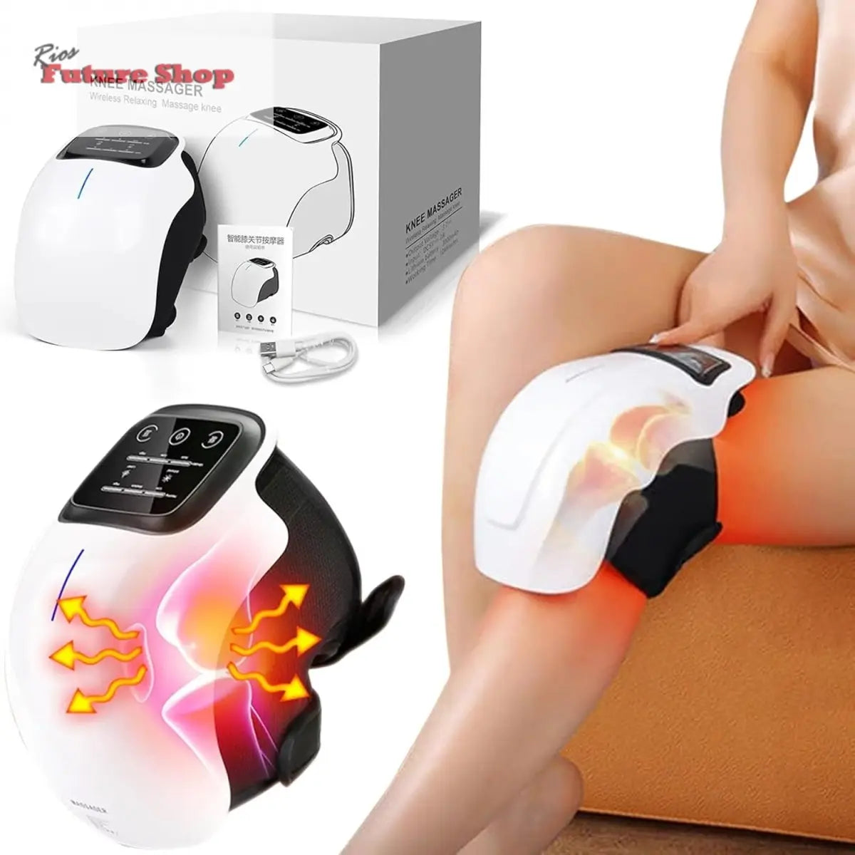 Masageador para joelhos I/V com terapia de calor - Rios Future Shop