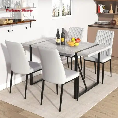 Modern Dining Table, 55 Inch Kitchen Table For 4 People, Rectangular Dinner Table For Dining Room, Home Office, Living Room Furniture, Easy Assembly, - Rios Future Shop