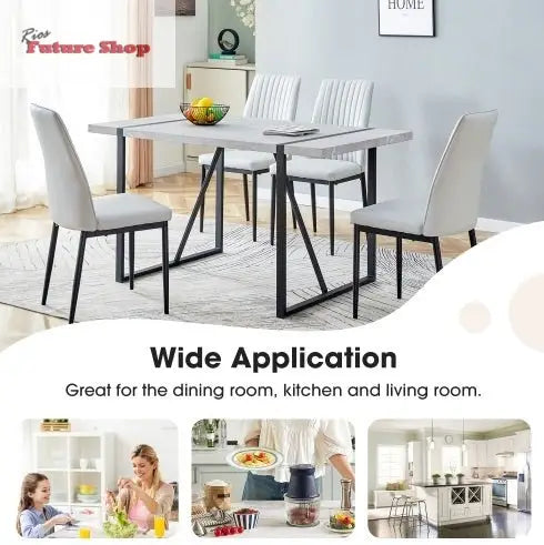 Modern Dining Table, 55 Inch Kitchen Table For 4 People, Rectangular Dinner Table For Dining Room, Home Office, Living Room Furniture, Easy Assembly, CJDropshippingUSA