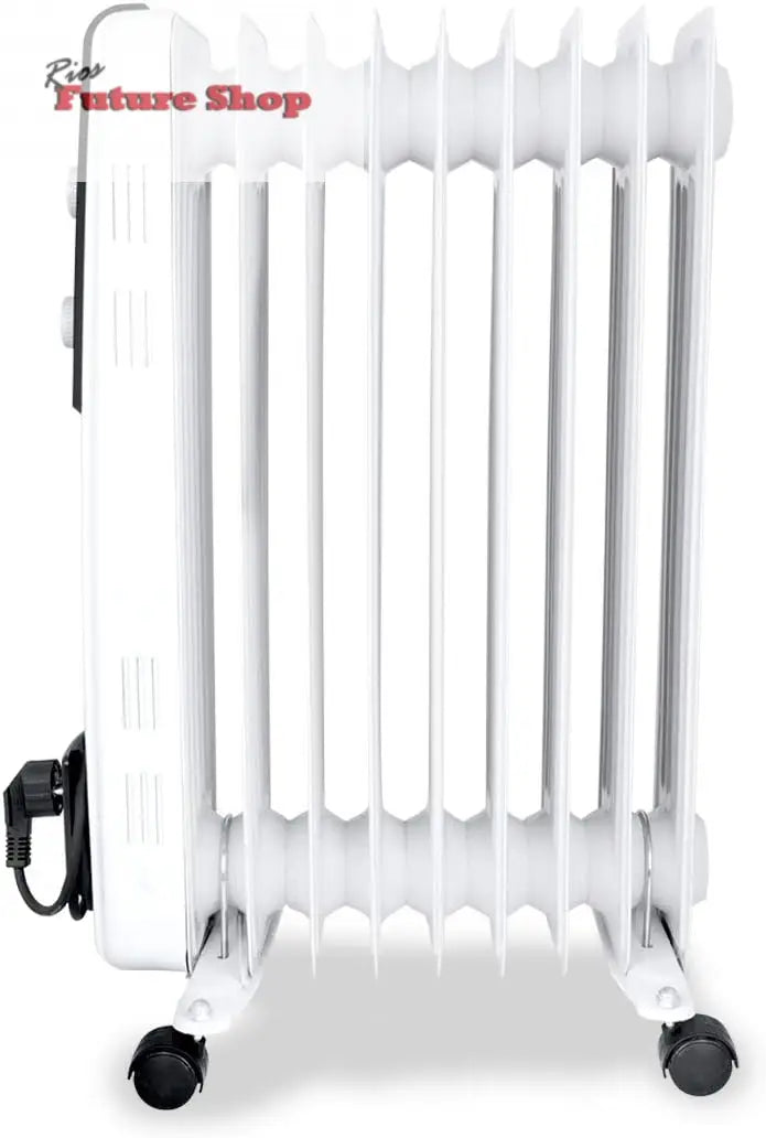Orbegozo RF 2000, Radiador elétrico de baixo consumo, 2000 W, 3 potências de calor, 9 elementos, termostato regulável, proteção contra superaquecimento, rodas giratórias, cor branca - Rios Future Shop