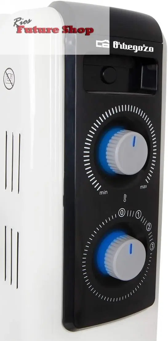 Orbegozo RF 2000, Radiador elétrico de baixo consumo, 2000 W, 3 potências de calor, 9 elementos, termostato regulável, proteção contra superaquecimento, rodas giratórias, cor branca - Rios Future Shop
