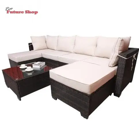 Outdoor Garden Patio Furniture 7Piece PE Rattan Wicker Cushioned Sofa Sets And Coffee Table, Patio Furniture Setoutdoor Couchoutdoor Couch Patio Furnitureoutdoor Sofapatio Couch - Rios Future Shop