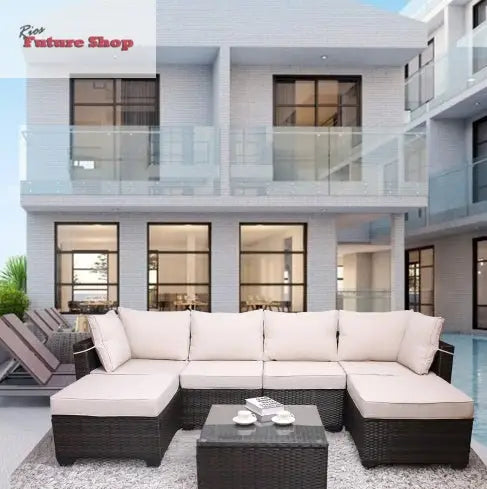 Outdoor Garden Patio Furniture 7Piece PE Rattan Wicker Cushioned Sofa Sets And Coffee Table, Patio Furniture Setoutdoor Couchoutdoor Couch Patio Furnitureoutdoor Sofapatio Couch - Rios Future Shop