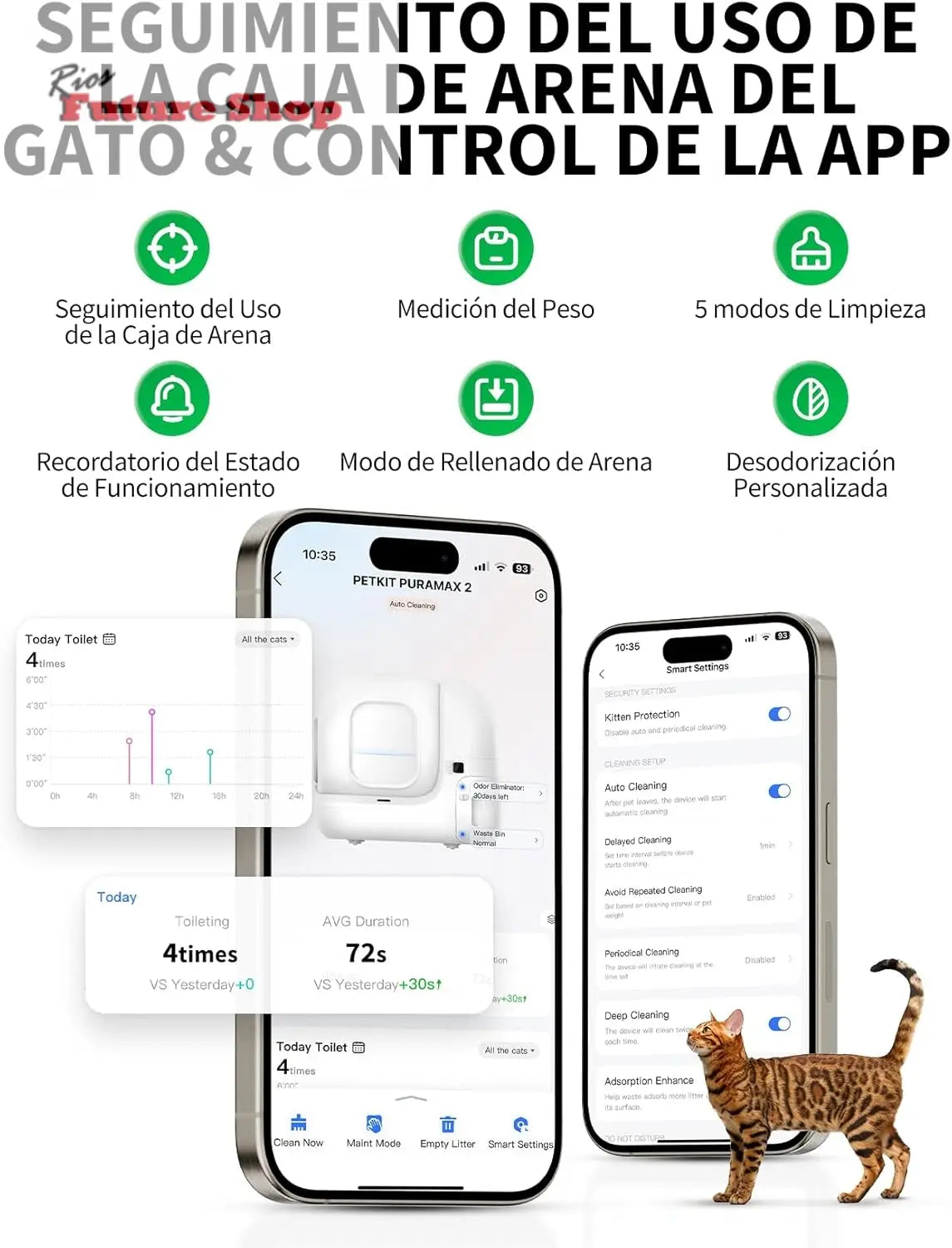 PETKIT Pura MAX 2 Areneiro gatos auto-limpável, sanita para gato, areia auto-limpeza para gatos, anti-fugas, xsegurança/remoção de odores/controlo de APP/76L, para vários gato - Rios Future Shop