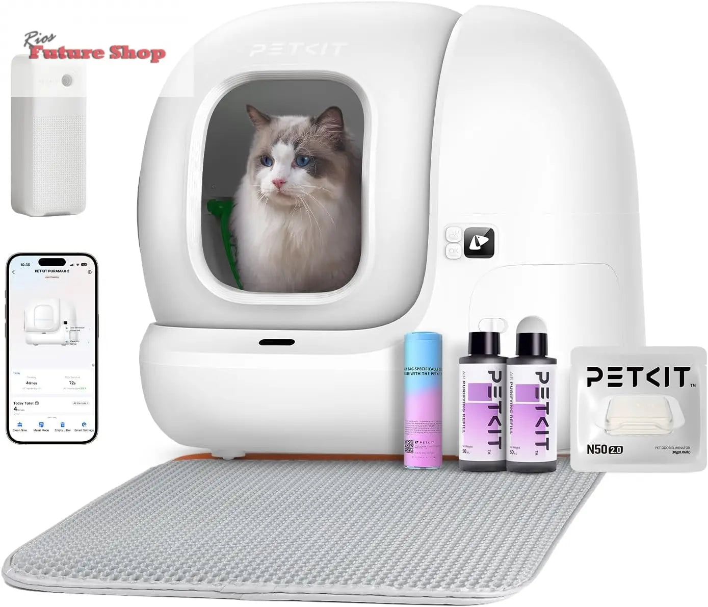 PETKIT Pura MAX 2 Areneiro gatos auto-limpável, sanita para gato, areia auto-limpeza para gatos, anti-fugas, xsegurança/remoção de odores/controlo de APP/76L, para vários gato - Rios Future Shop