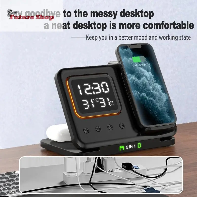 Phone Stand Tabletop 15w Fast Charging 5 in One Universal Wireless Charger Desk Charger for Iphone eprolo