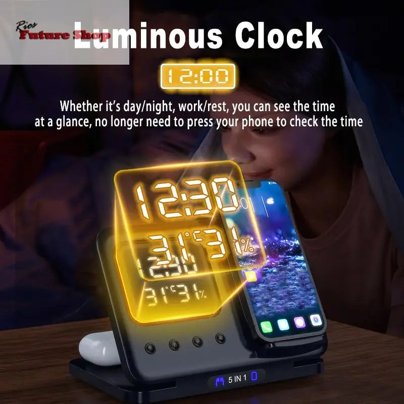 Phone Stand Tabletop 15w Fast Charging 5 in One Universal Wireless Charger Desk Charger for Iphone eprolo