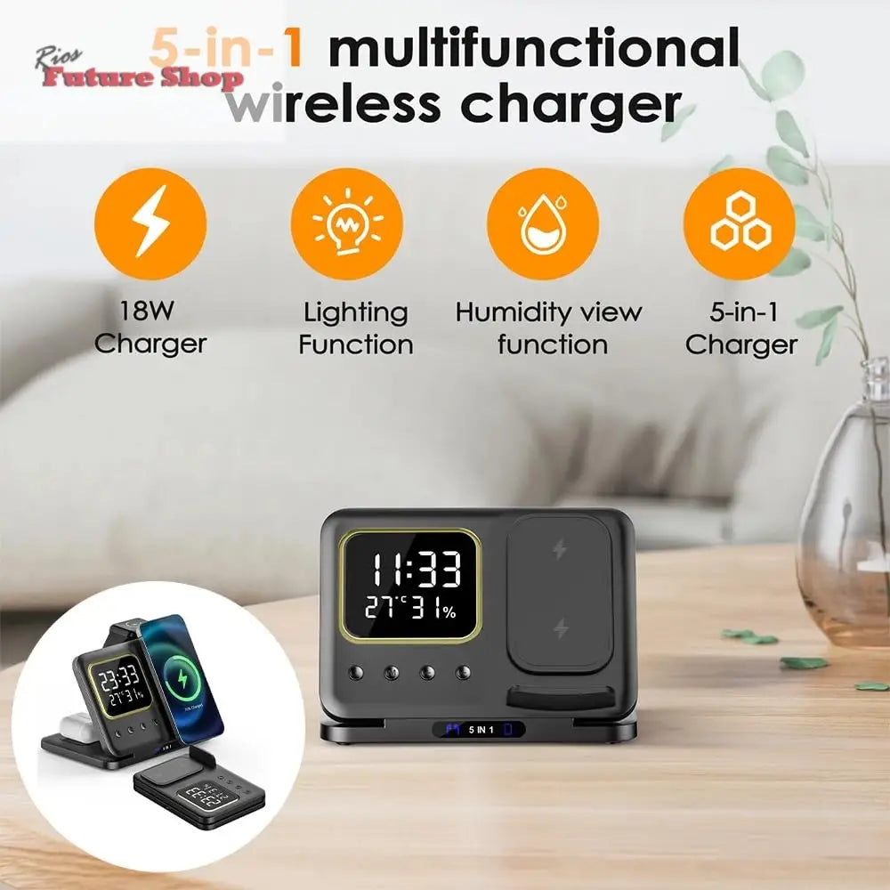 Phone Stand Tabletop 15w Fast Charging 5 in One Universal Wireless Charger Desk Charger for Iphone eprolo