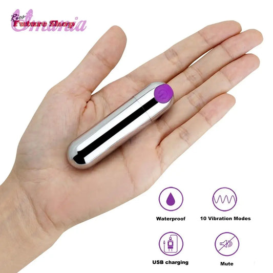 Powerful Mini Bullet Shape Vibrator For Beginners, Waterproof 10 Speeds Vibration Clitoral Stimulation Adult Sex Toys eprolo