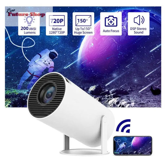Projetor portátil pequeno projetor reto para uso doméstico ângulo de projeção de 180 graus foco automático projetor de vídeo doméstico - Rios Future Shop