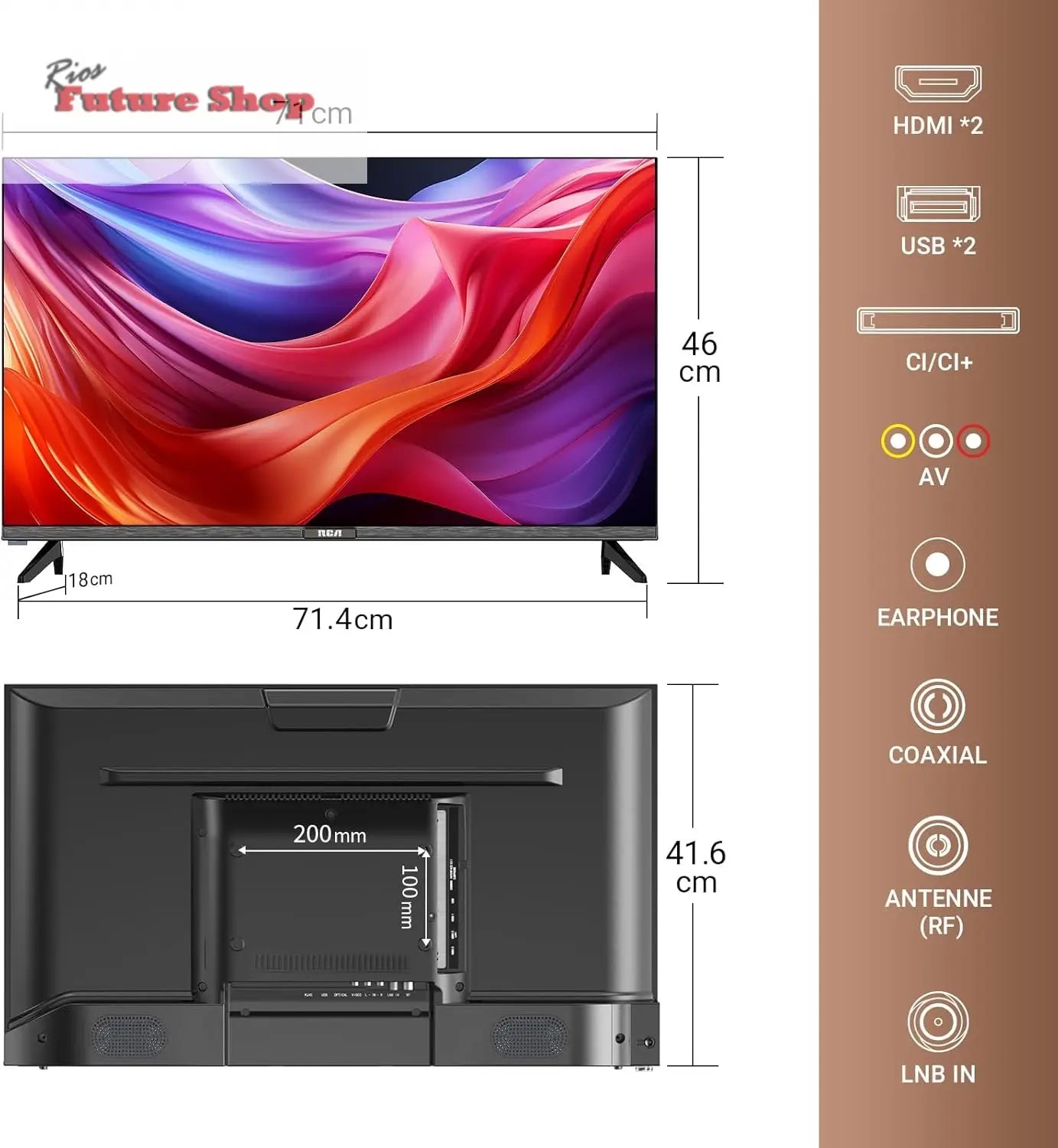 RCA E32 Televisión 32 Pulgadas (81cm) Non Smart LED TV 32" HD,Triple Reducción del Ruido,Modelo de Hotel,Modelo 2024 - Rios Future Shop