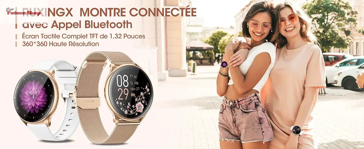 Relógio inteligente para mulheres com função de telefone, tela HD totalmente sensível ao toque de 1,39 polegadas com monitor, ciclo menstrual, monitoramento do sono, pedom - Rios Future Shop