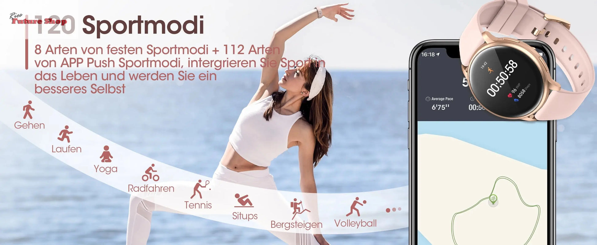 Relógio inteligente para mulheres com função de telefone, tela HD totalmente sensível ao toque de 1,39 polegadas com monitor, ciclo menstrual, monitoramento do sono, pedom - Rios Future Shop