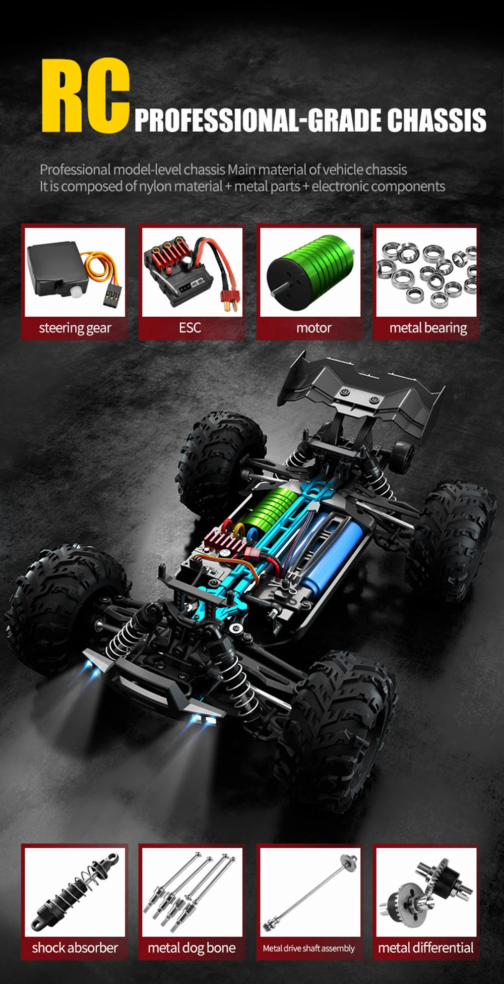 70KM/H 4WD RC Car With Led Brushless Motor Remote Control Cars High Speed Drift Monster Truck Toys for Children's toys Wltoys