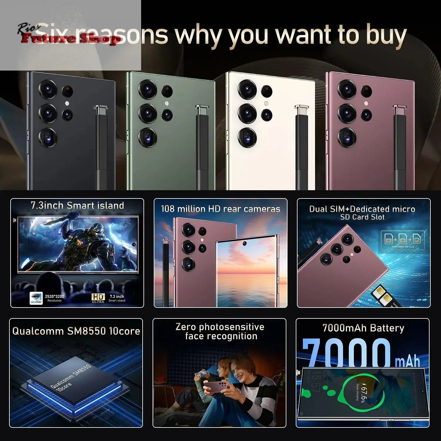 S24 Ultra 5G Smartphone US Stock 6.8 Inch Large Real 4G Screen 65W Quick Charge 8+512GB All-in-One Deca Core 12GB Built-in Pen - Rios Future Shop