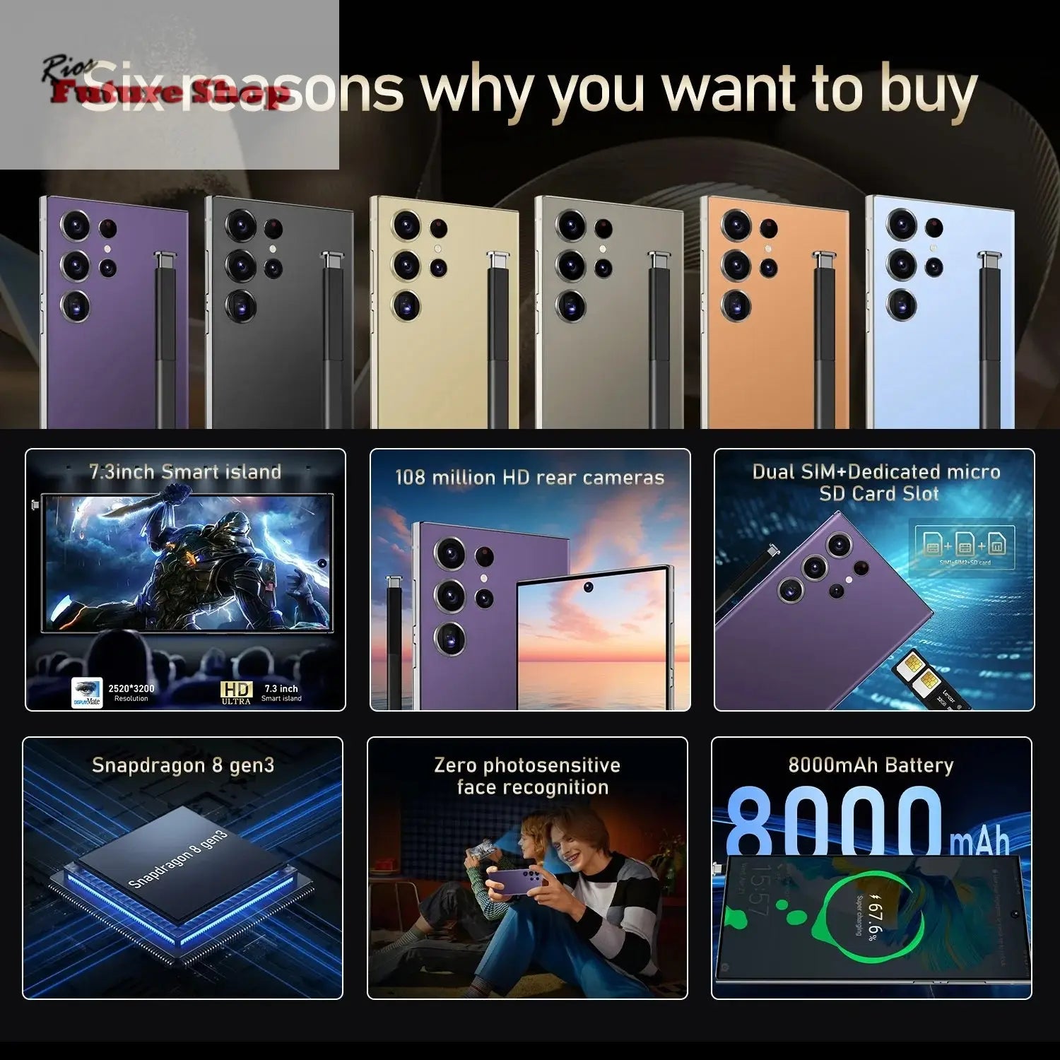 S24 Ultra 5G Smartphone US Stock 6.8 Inch Large Real 4G Screen 65W Quick Charge 8+512GB All-in-One Deca Core 12GB Built-in Pen - Rios Future Shop