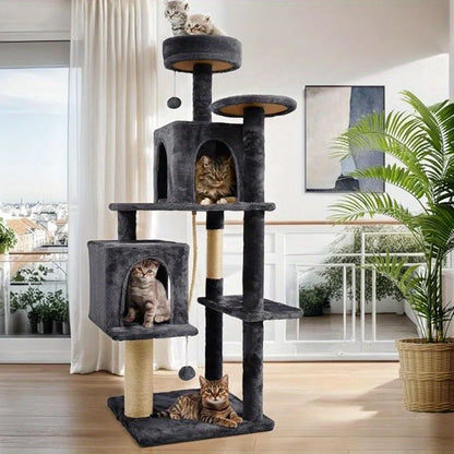 58 Inch Cat Tree Cat Tower for Indoor Cats Tall Cat Condos Scratching Post with Hanging Toy Cat Furniture for Kitten Pets Play