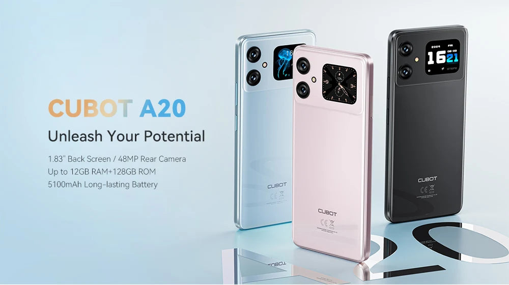 [World Premiere]Cubot A20 4G Smart Phone Android 14 12GB(4GB+8GB Extend)+128GB 90Hz 6.745" HD+Display Face ID 5100mAh Cellphone