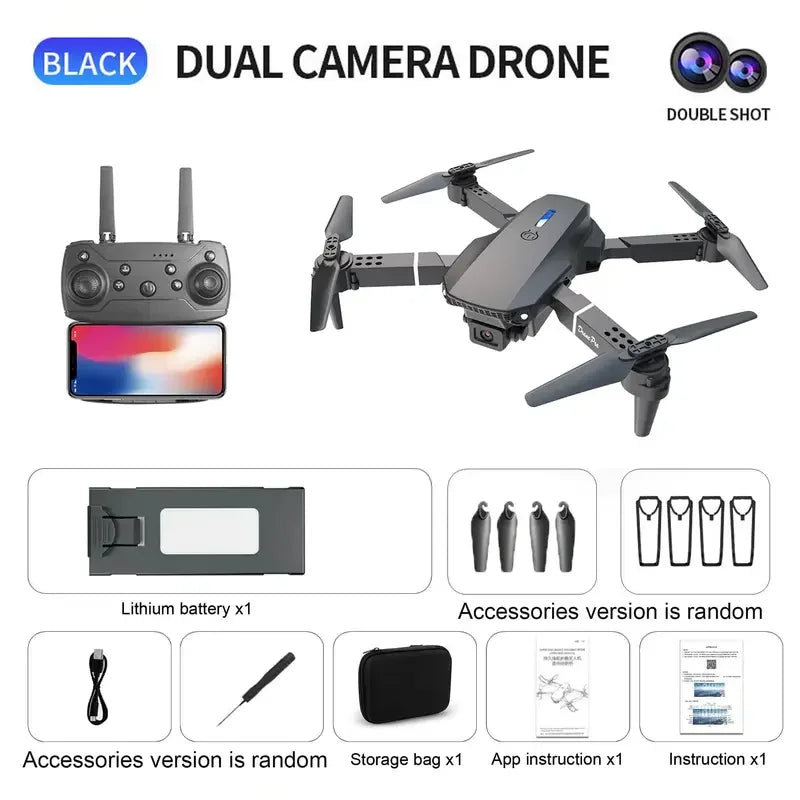 Professional Drone E88 4K Wide-Angle HD 1080P Camera WiFi FPV Height Hold Foldable RC Drone Quadrotor Helicopter Children's Toys