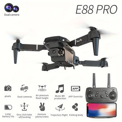 Professional Drone E88 4K Wide-Angle HD 1080P Camera WiFi FPV Height Hold Foldable RC Drone Quadrotor Helicopter Children's Toys