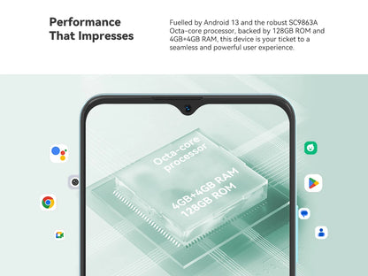 Cubot A1 Smartphone 6.56" HD+Screen 8GB(4GB+4GB)RAM 128GB ROM Octa core Android 13 5100mAh Battery Face ID 13MP Camera Cellphone