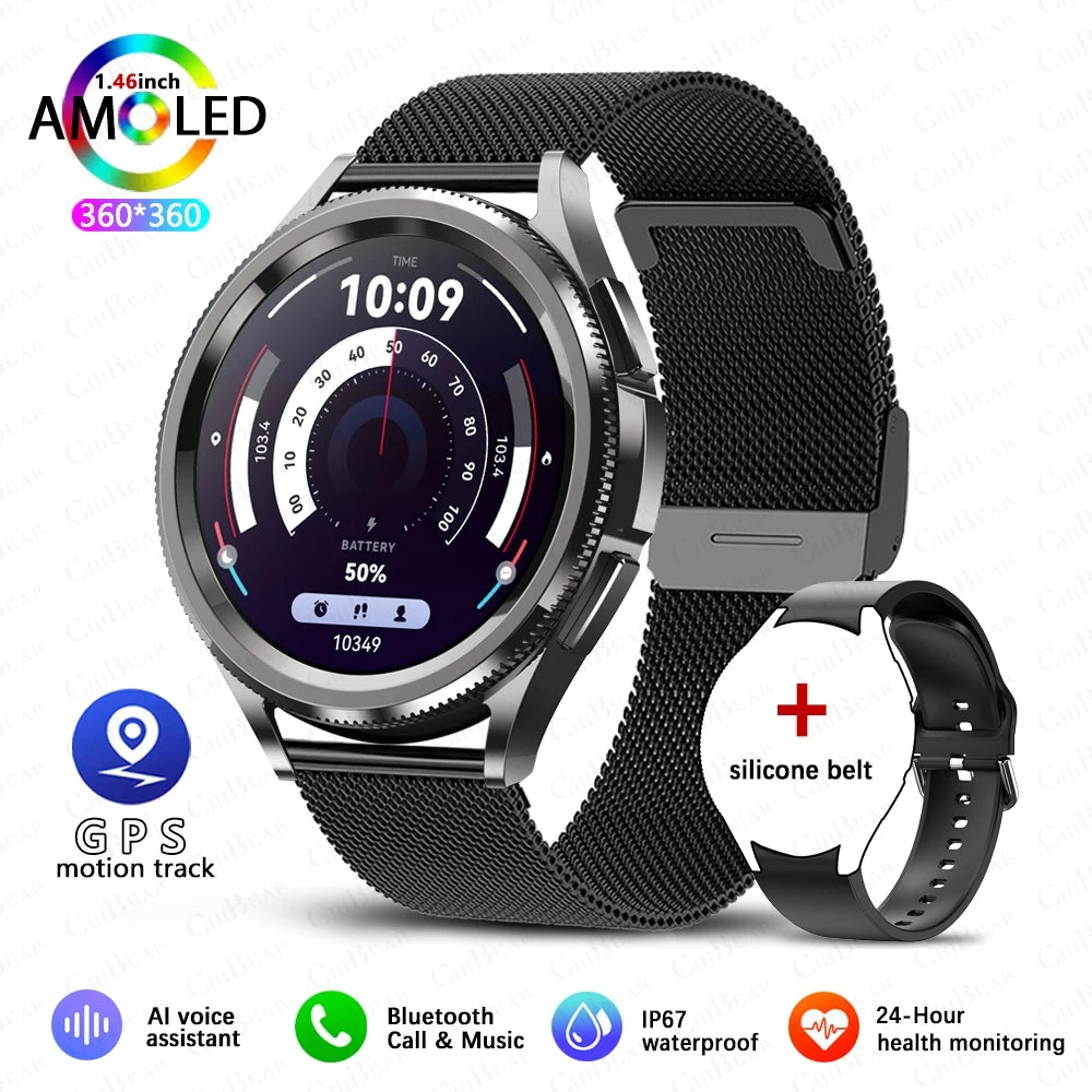 For Samsung Galaxy Watch6 Classic New Smart Watch Men's Sports Fitness Health Detection Waterproof Bluetooth Call Smartwatches