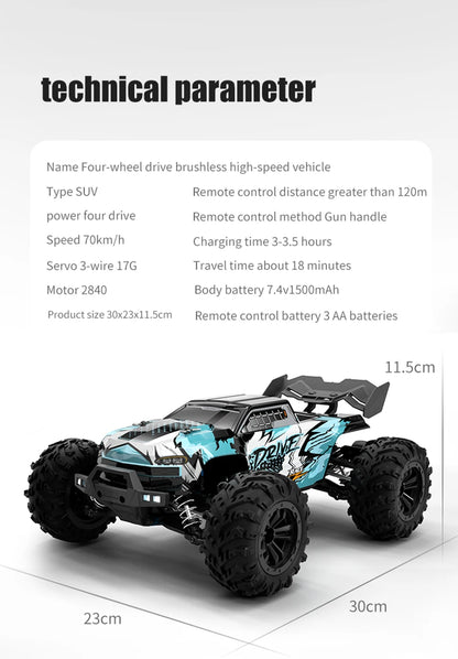 70KM/H 4WD RC Car With Led Brushless Motor Remote Control Cars High Speed Drift Monster Truck Toys for Children's toys Wltoys