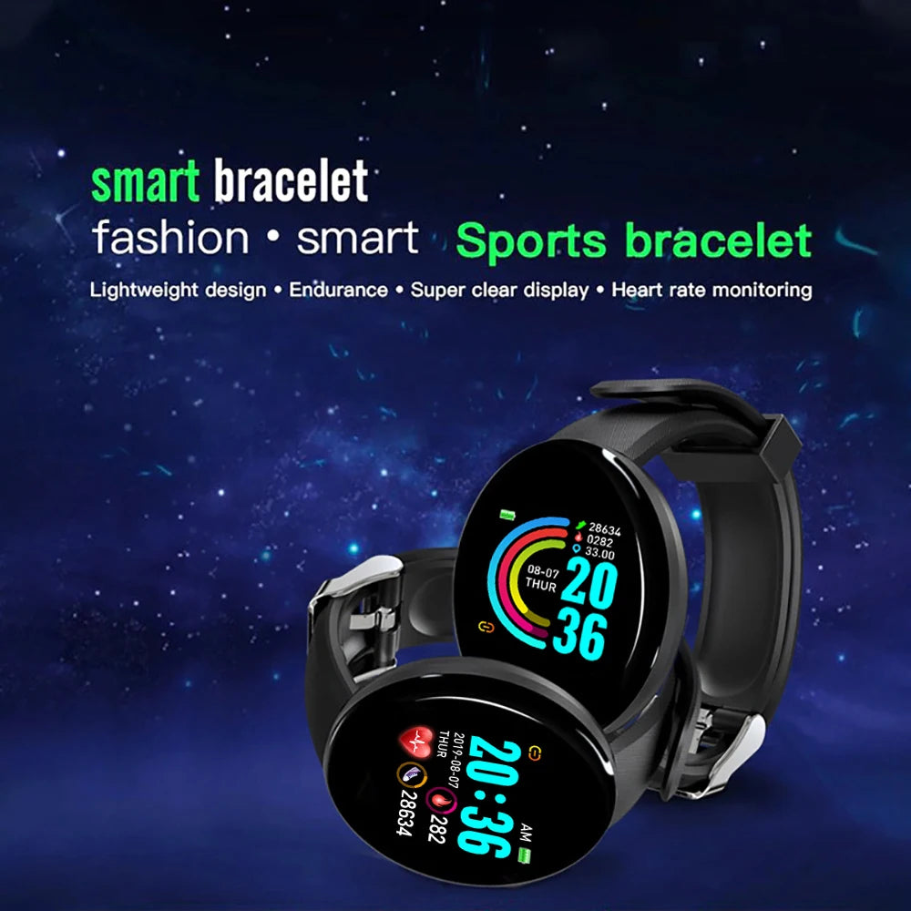 D18 Smart Watch for IOS Android Men Women Bluetooth Fitness Tracker Sports Bracelet Heart Rate Blood Pressure Kids Smartwatch