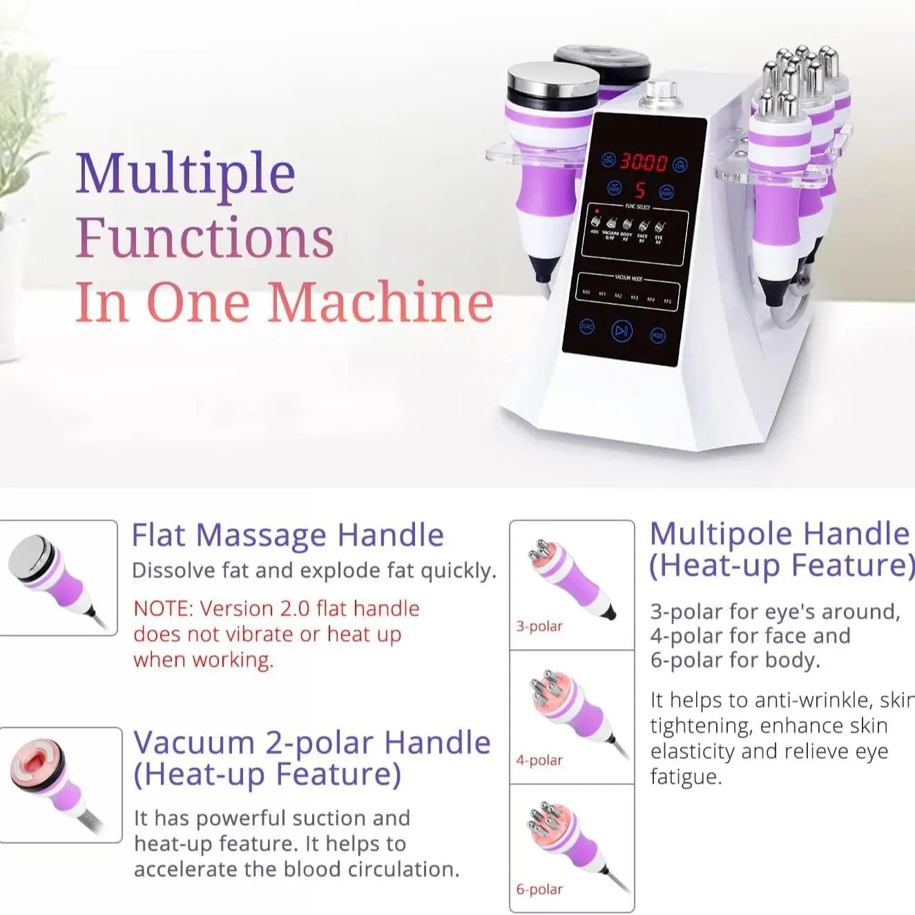 RF 5 In 1 Ultrasonic 40K Cavitation Vacuum Fat Loss Body Shaping Machine Remove Wrinkle Beauty Device Home Use Anti Cellulite