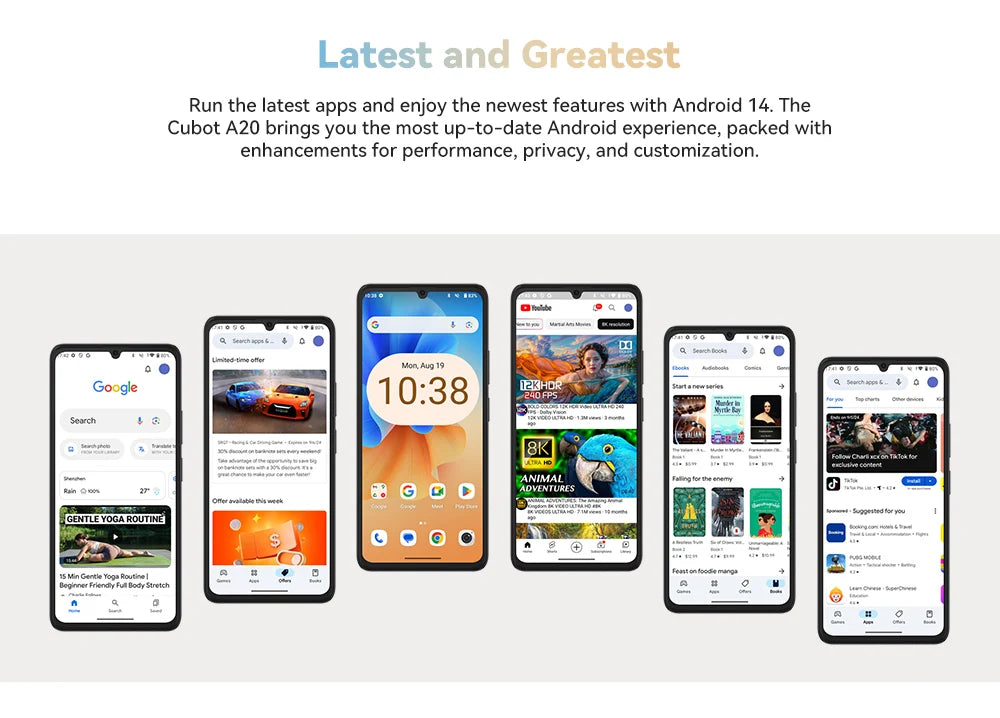[World Premiere]Cubot A20 4G Smart Phone Android 14 12GB(4GB+8GB Extend)+128GB 90Hz 6.745" HD+Display Face ID 5100mAh Cellphone