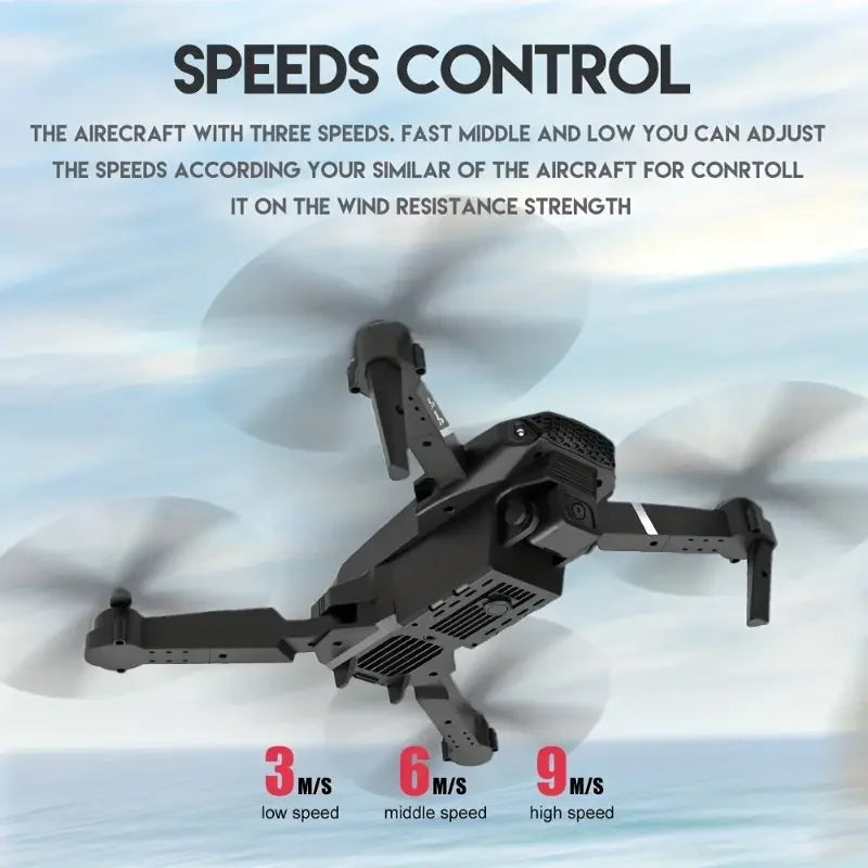 Professional Drone E88 4K Wide-Angle HD 1080P Camera WiFi FPV Height Hold Foldable RC Drone Quadrotor Helicopter Children's Toys