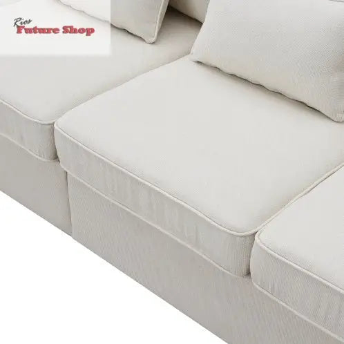 Seater Modern Linen Fabric Sofa With Armrest Pockets And 4 Pillows,Minimalist Style Couch For Living Room, Apartment, Office,3 Colors - Rios Future Shop