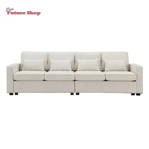 Seater Modern Linen Fabric Sofa With Armrest Pockets And 4 Pillows,Minimalist Style Couch For Living Room, Apartment, Office,3 Colors - Rios Future Shop