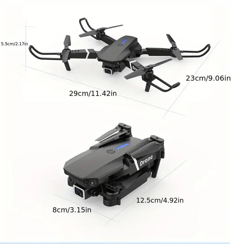 Professional Drone E88 4K Wide-Angle HD 1080P Camera WiFi FPV Height Hold Foldable RC Drone Quadrotor Helicopter Children's Toys