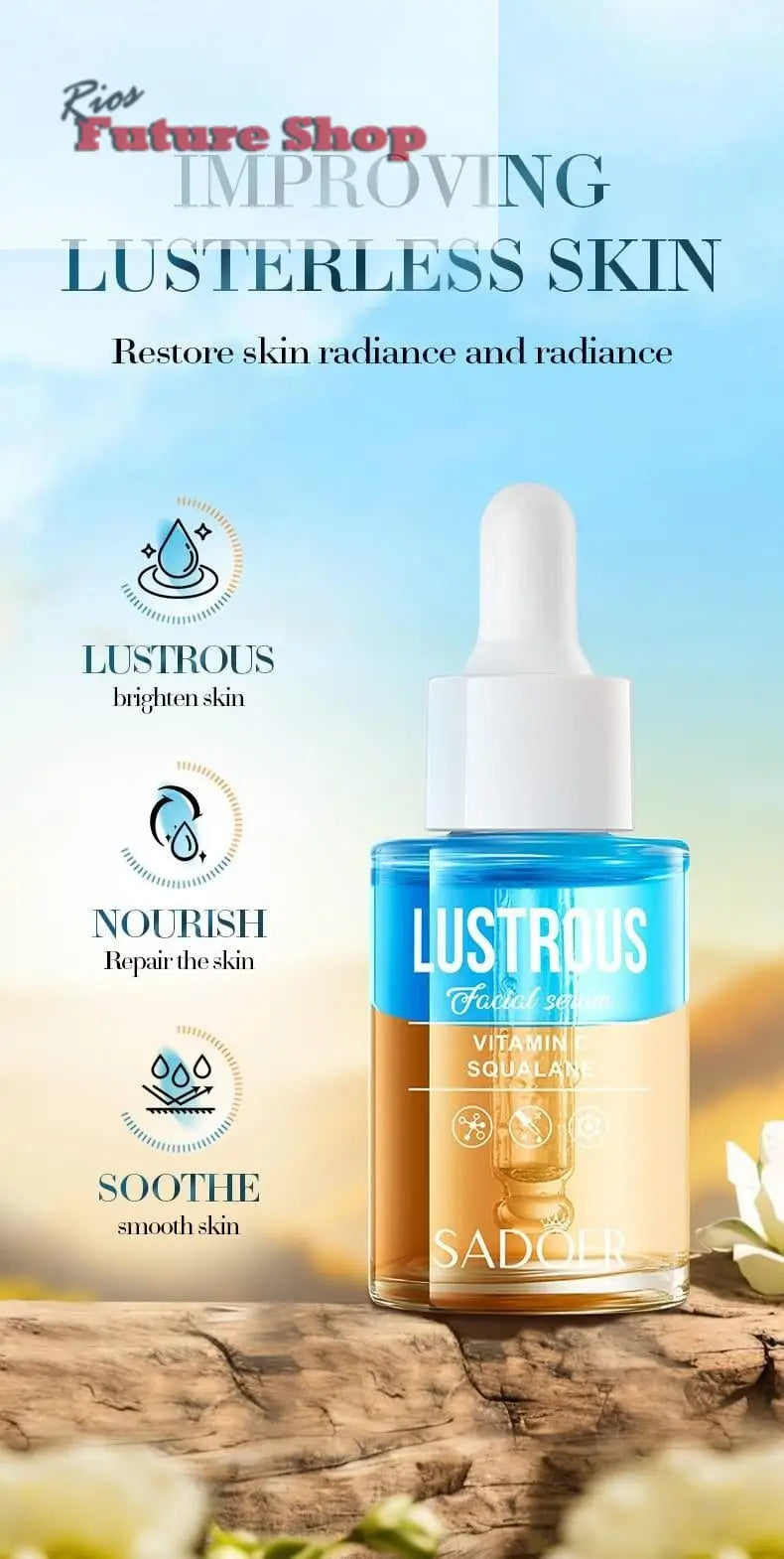 Sérum Facial Vitamina C + Escualano 30ml SADOER – Luminosidad, Hidratación Profunda y Antioxidantes en un Solo Paso - Rios Future Shop